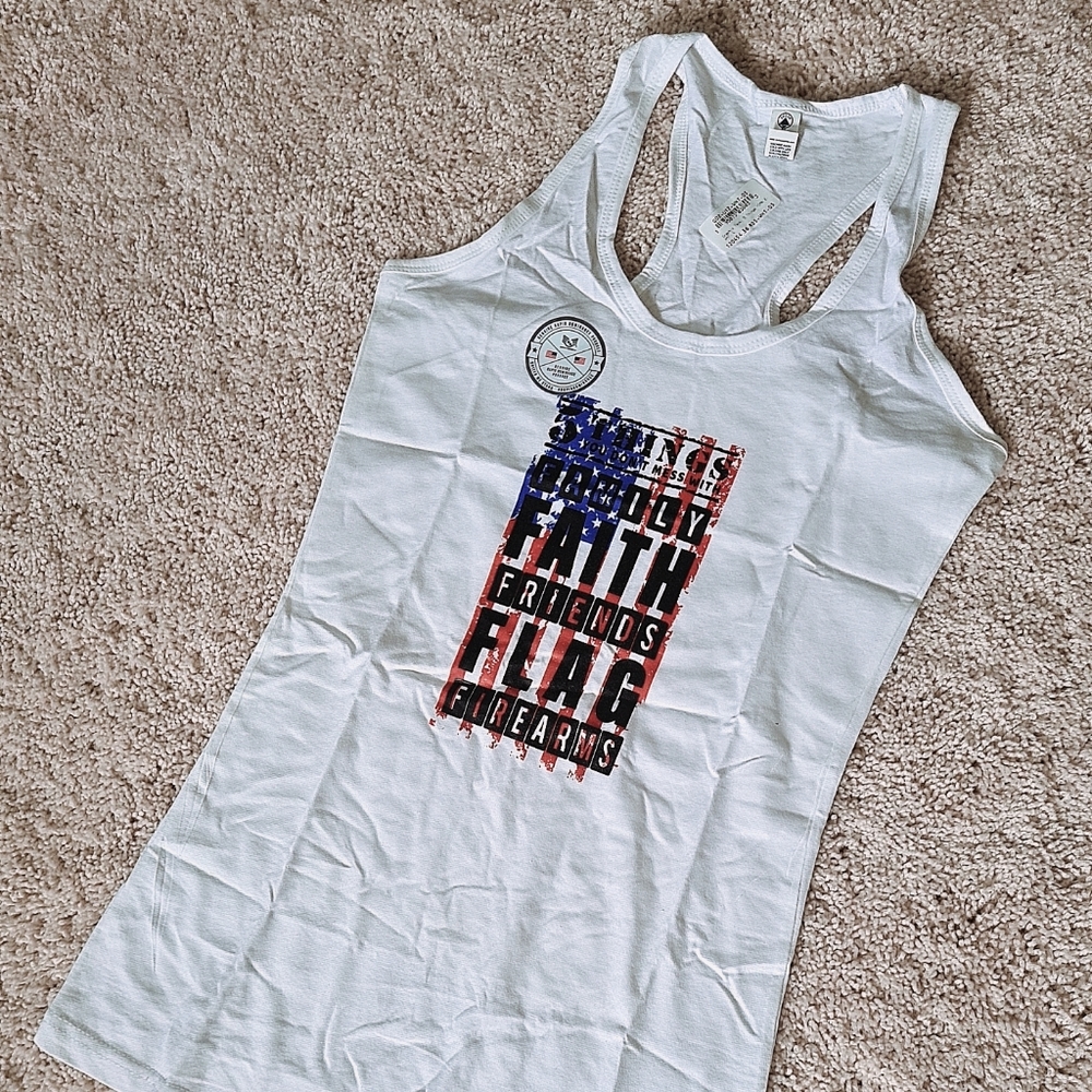 Ringspun Women Sleeveless White Tank Top.